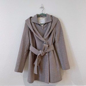 Aritzia Babaton Wool Hooded Belted Coat with Bib - Taupe